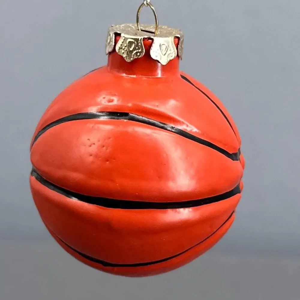 VTG Glass Basketball Christmas Ornaments Set 7 Sporty Athlete Team Player Y2K